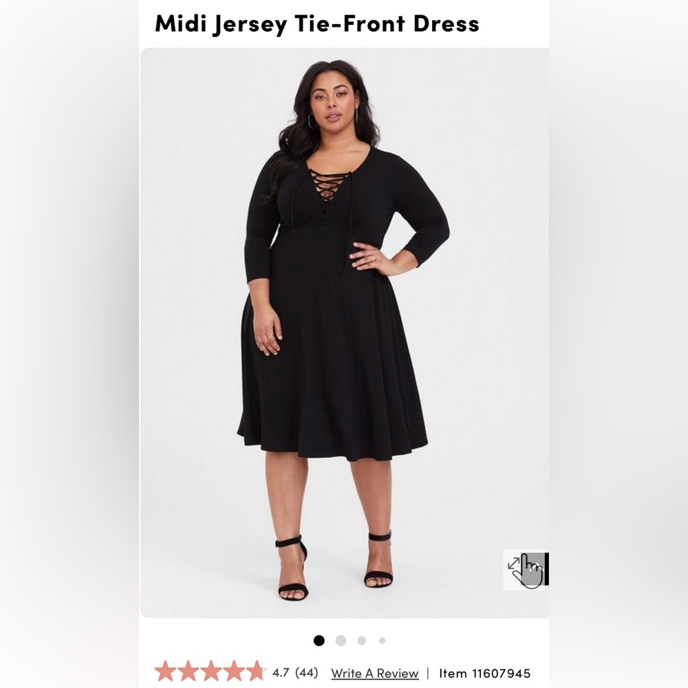 Torrid Black Midi Jersey Tie-Front Dress